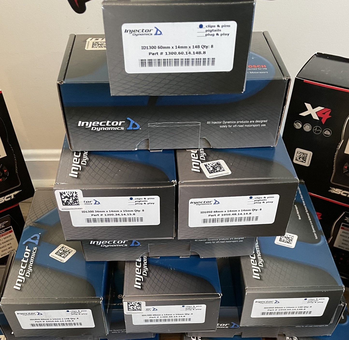 INJECTOR DYNAMICS ID1750X INJECTORS 14MM (GRAY TOP) ADAPTOR (SET OF 8)