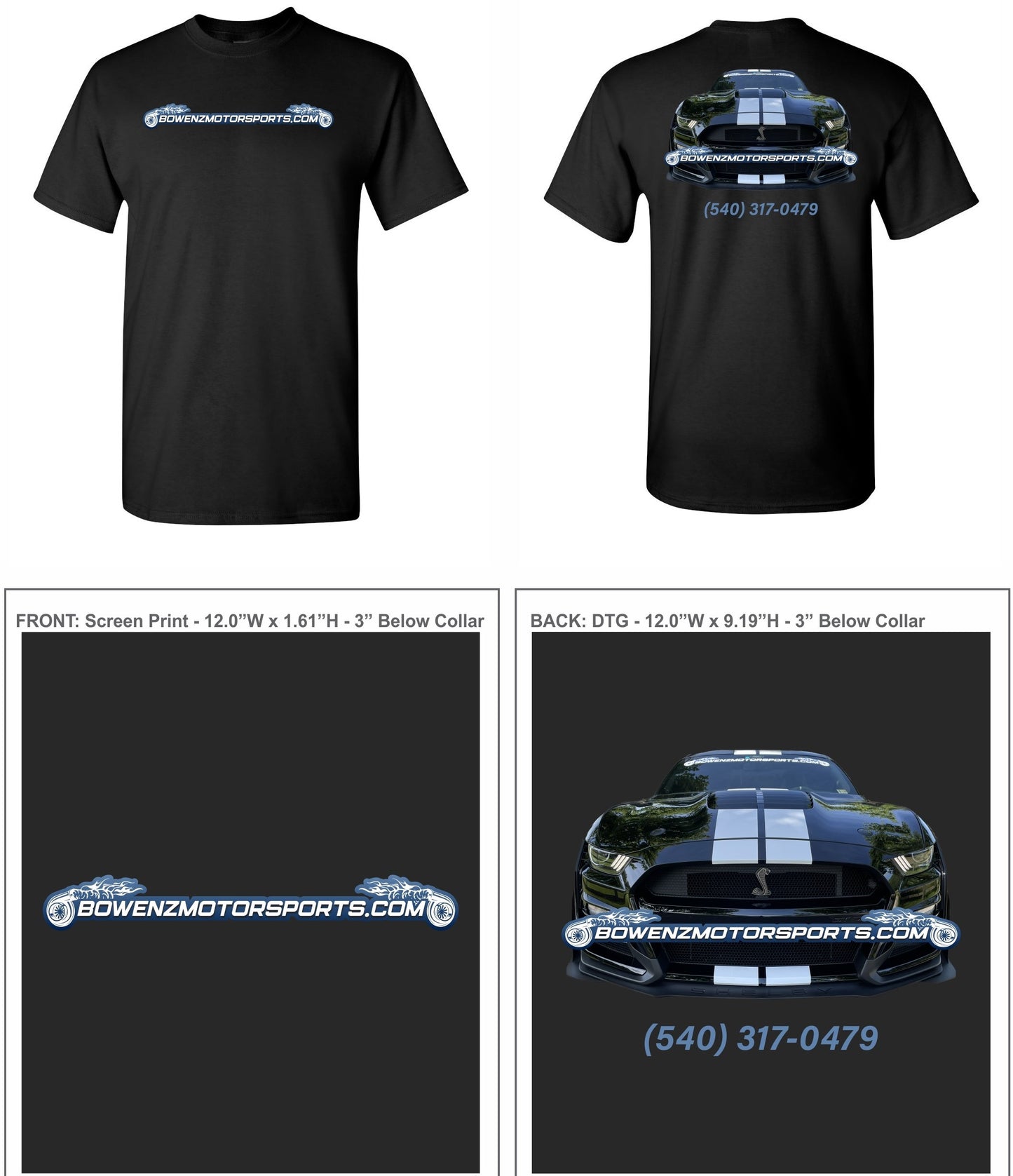 BOWENZ MOTORSPORTS NEXT LEVEL BRAND T-SHIRT (BLACK)