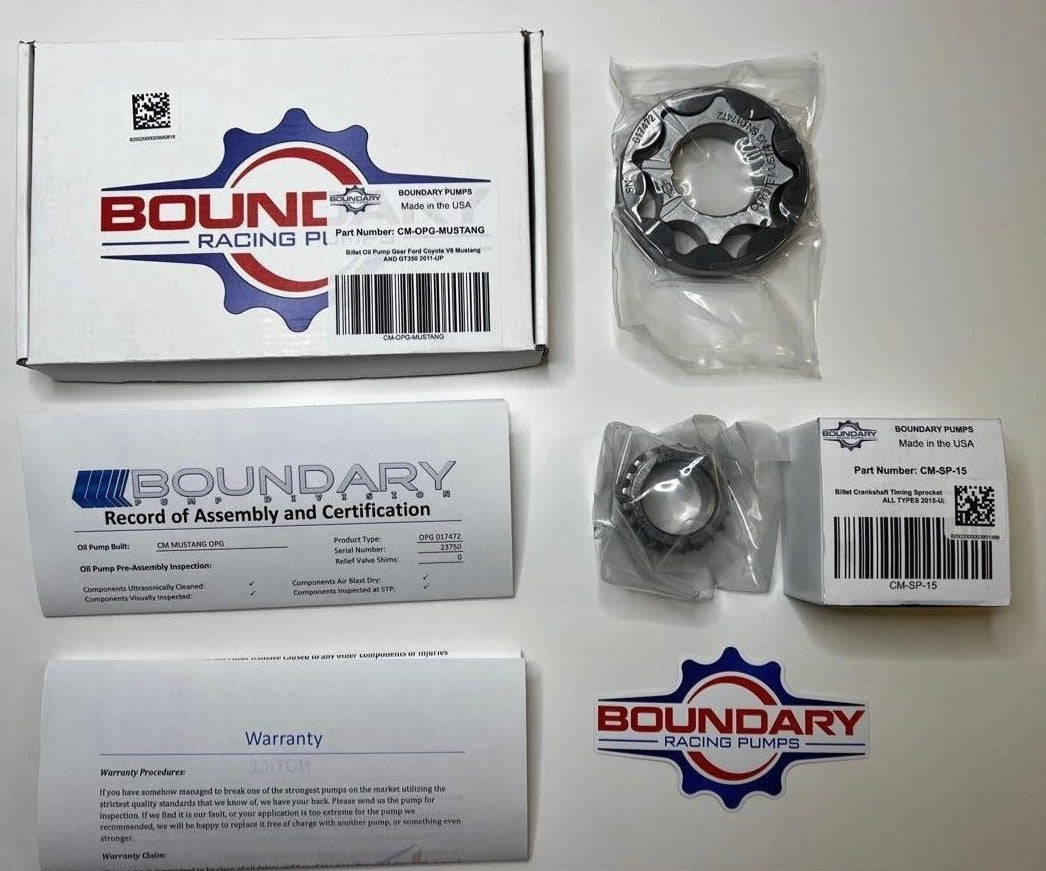 Boundary Engineering Billet Oil Pump Gear and Crank Sprocket COMBO (2011+ Mustang and F150 5.0L / GT350 ENGINES