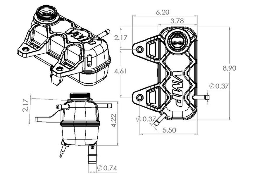 VMP Mustang S550 Engine Coolant Degas Bottle Kit