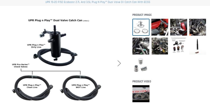 UPR 15-20 F150 Ecoboost 2.7L and 3.5L Plug n Play Dual Valve Oil Catch Can with ECSS