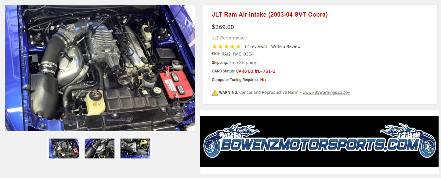 JLT Ram Air Intake (2003-04 SVT Cobra)