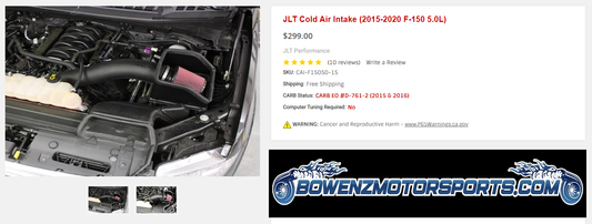 JLT Cold Air Intake (2015-2020 F-150 5.0L)