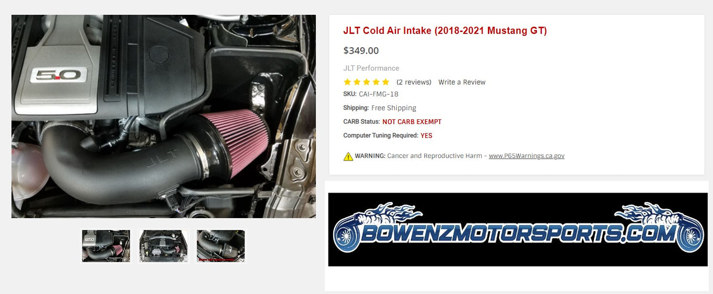 JLT Cold Air Intake (2018-2021 Mustang GT)